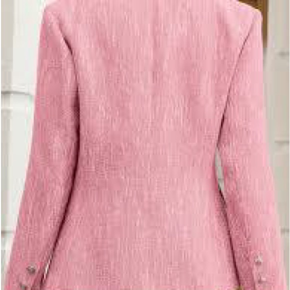 NWT Elleven Women's Pink Double-Breasted Blazer with Gold Buttons Size L - Picture 3 of 7